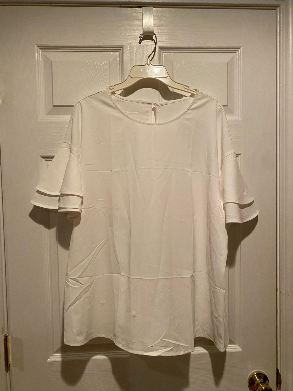 Amazon White Layered Flutter Sleeve Top